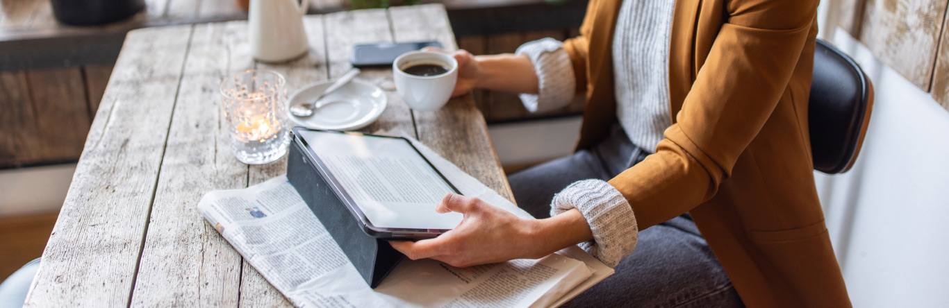 Woman looking at tablet